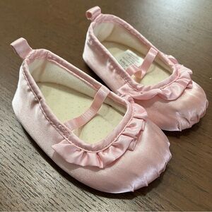 Light Pink Satin Soft Ruffle Baby Ballet Slippers